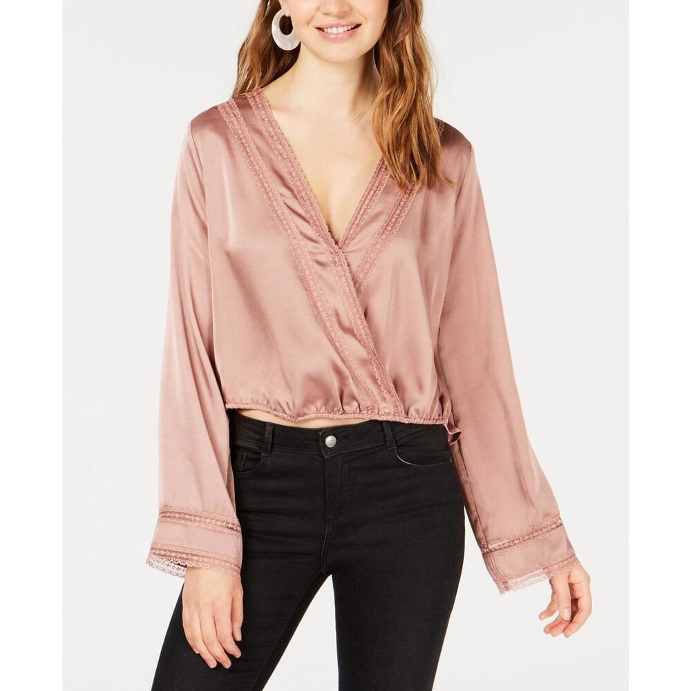 Gypsies & Moondust Juniors Lace And Satin Surplice Top Size XL